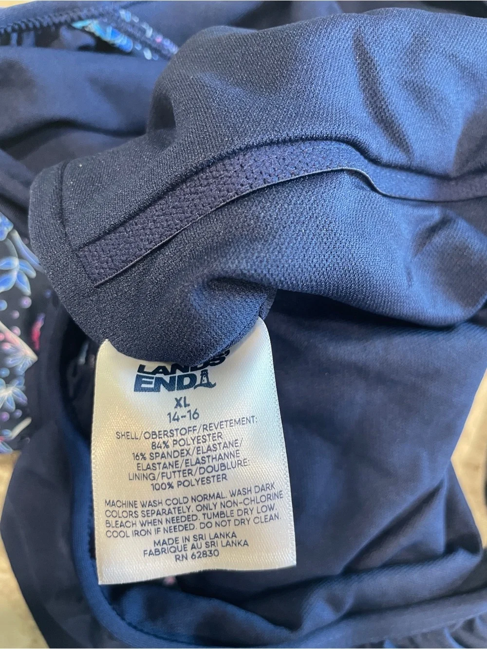 Land’s End New Girls One Piece UPF 50 Tugless Swimsuit XL 14/16